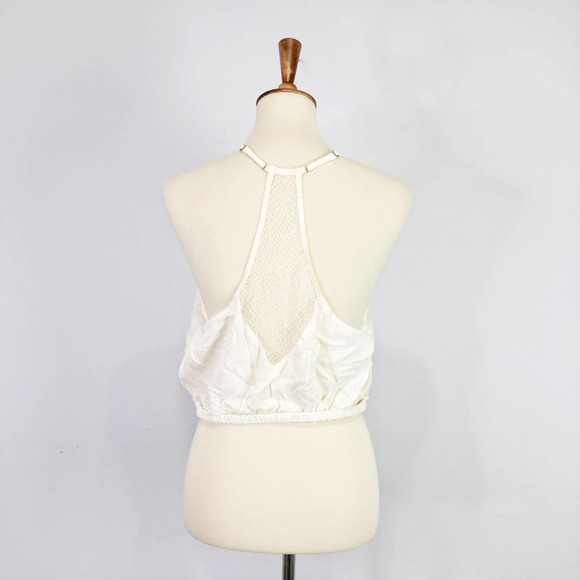 Kimchi Blue white crop top lace boho hippie festival layer Size Large - Picture 2 of 5